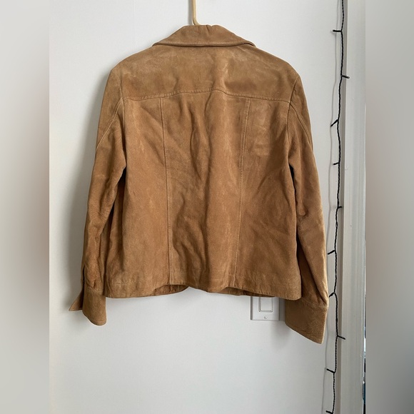 Brown suede leather jacket with button details - Picture 6 of 6